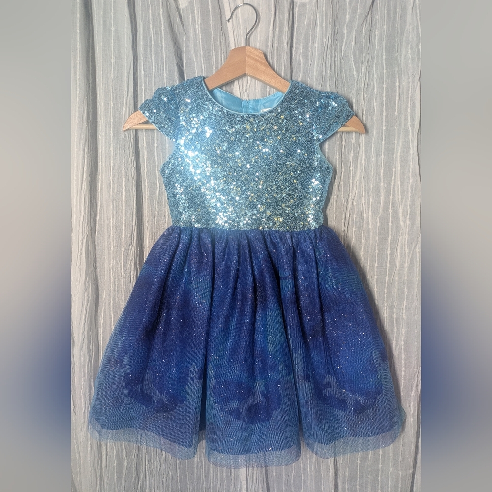 💠Us Angels💠 Girls Dress + Sequins + Unicorn & Castle Design + Fit & Flare
